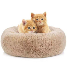 Customized wholesale Faux Fur Ultra Soft Washable Dog Cushion Cat Bed Pet Beds Plush Round Luxury Dog Bed